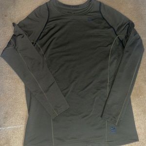 Mens Green NIKE Pro Hyperwarm fitting trainer shirt